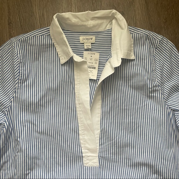J. Crew Blue Pinstripe Seersucker Collared Tunic in Size XXS - Picture 4 of 11